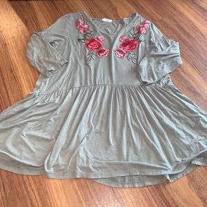 2/$15 olive peplum top